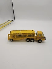 Vintage Buddy L Yellow Mack Cabover Tractor Trailer Truck Car Hauler Japan