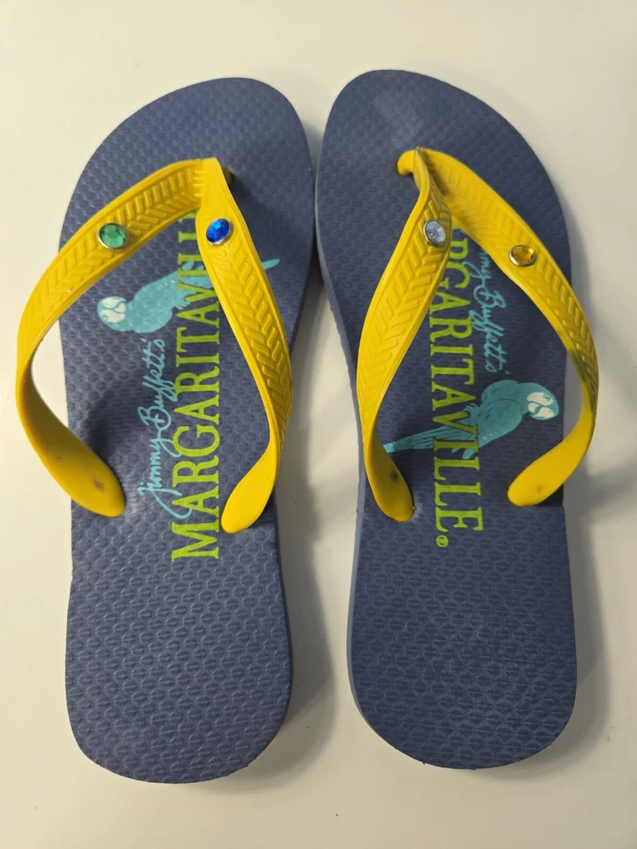 Sandalia Tanga Chanclas Margaritaville Mujer Talla S Azul Verde Amarillo Playa Yoga Foto 2 de 4
