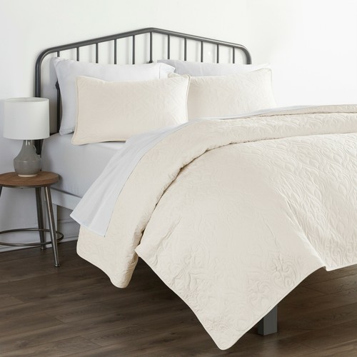 Premium Ultra Soft Quilted 3 Piece Coverlet Set Kaycie Gray Hotel Collection - Picture 13 of 111