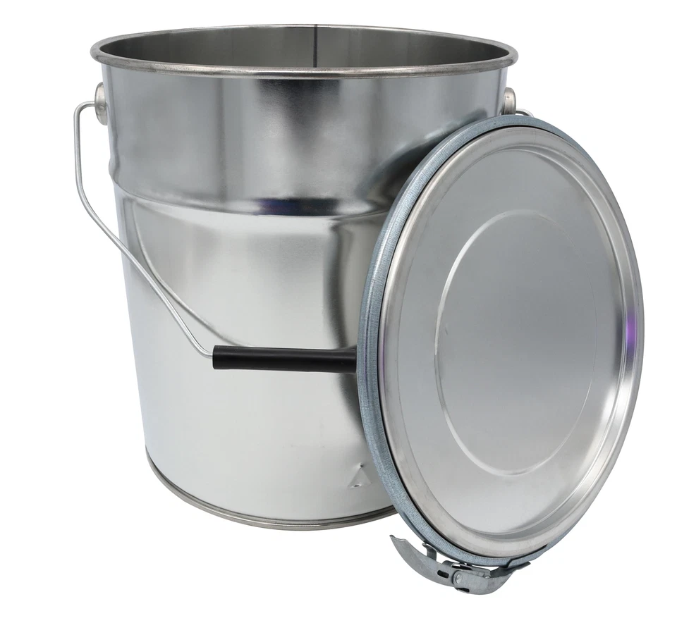 Leerer Blecheimer verzinkt mit Henkel inkl. Deckel 20,0 L | Eimer Metall abfülle - Bild 2 von 4