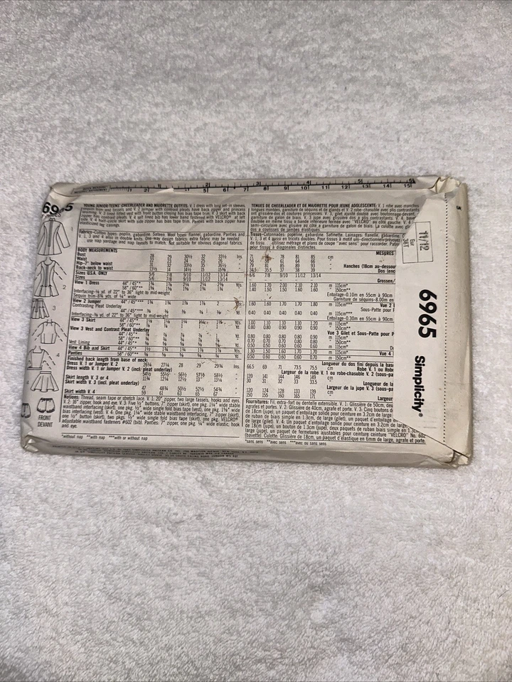 Vintage 1985 Simplicity 6965 Pattern Size 11/12Cheerleader Majorette Costume New - Image 2 of 3