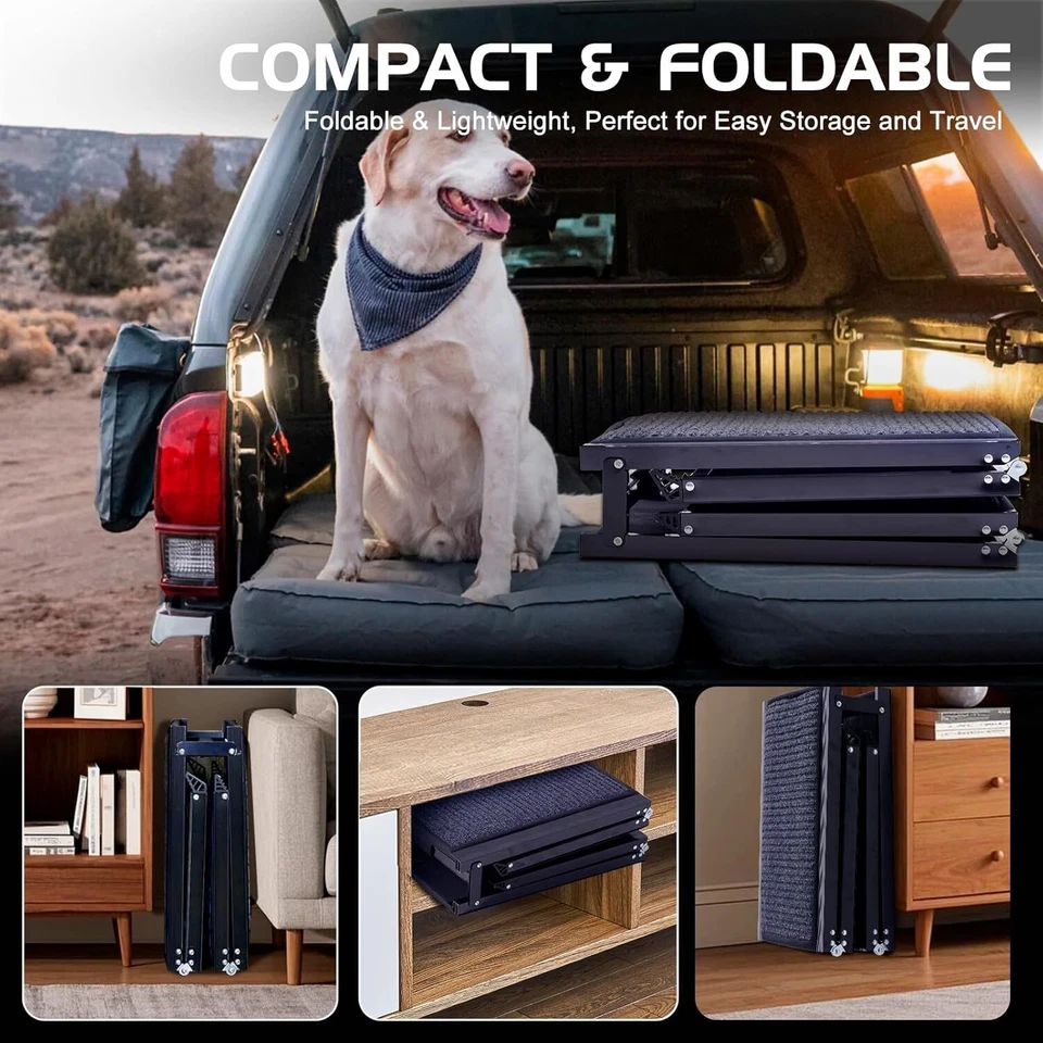 Rampa para perros SLSY 71"Lx20"W para automóvil, rampa plegable para mascotas superficie de alfombra antideslizante 250 lb Foto 4 de 4