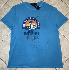 Polo Ralph Lauren RL Surf Riders Graphic T Shirt Mens S Classic Fit Blue NWT