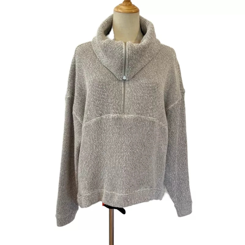 sweaty-betty restful boucle knit pullover 1/2 zip nubby lily cowl sweater