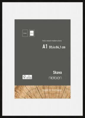 Nielsen Holz-Bilderrahmen Skava schwarz 59,4x84,1 cm mit Passepartout 42x59,4 cm - Bild 1 von 4