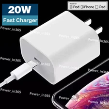 For iPhone 11/12/13/14 XR 8 Fast Charger Block 20W PD Cable Type-C Power Adapter