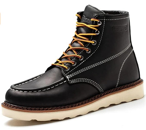 Work Boot Men's 6" Soft Toe Wedge Boots for Construction Lightweight leather - Image 2 of 4