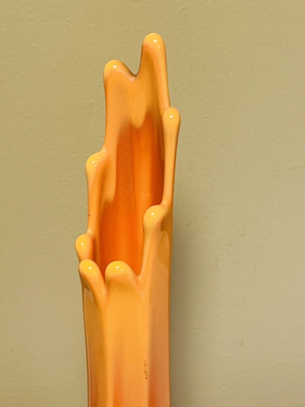 LE Smith MCM Bittersweet Orange Swung Vase 15 “  paneled pattern Vintage Mid Cen
