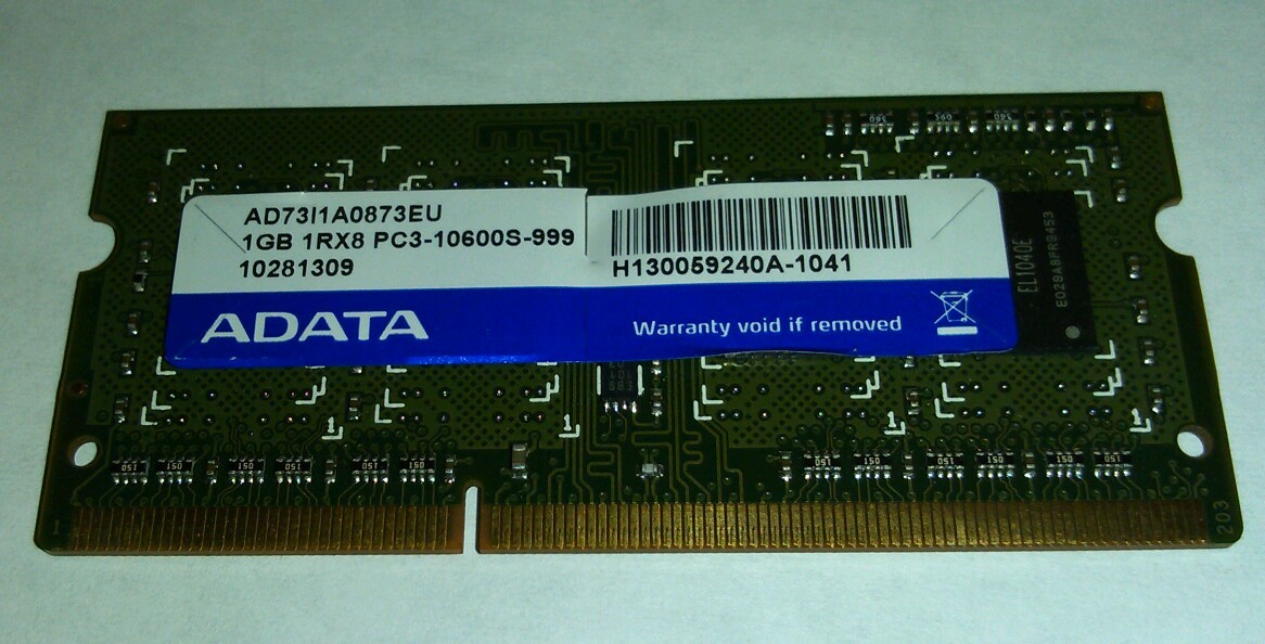 ADATA 1GB DDR3 RAM PC3-10600 204-Pin Laptop SODIMM