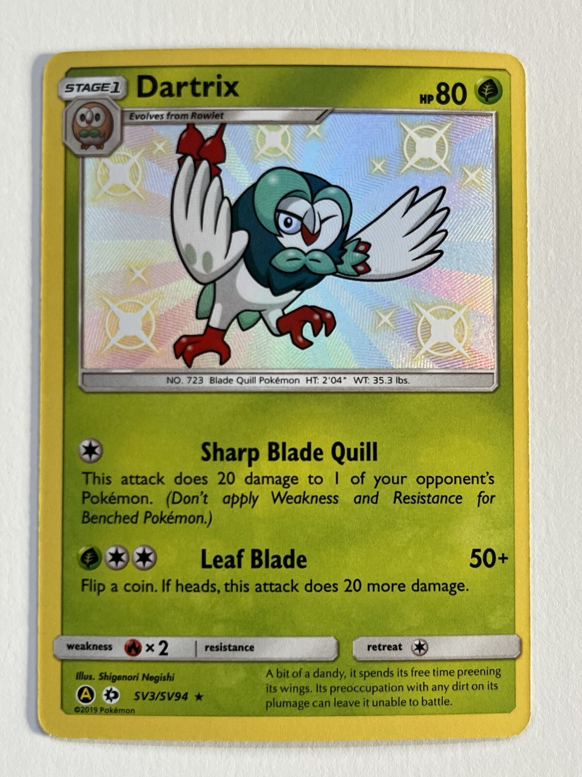 Dartrix SV3/SV94 - Hidden Fates Pokemon Card - NM
