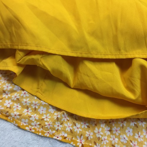 Antiguo Vestido Azul Marino Midi Envolvente Talla S Mujer Amarillo Floral Cuello en V Cintura Elástica Cinturón - Imagen 5 de 16
