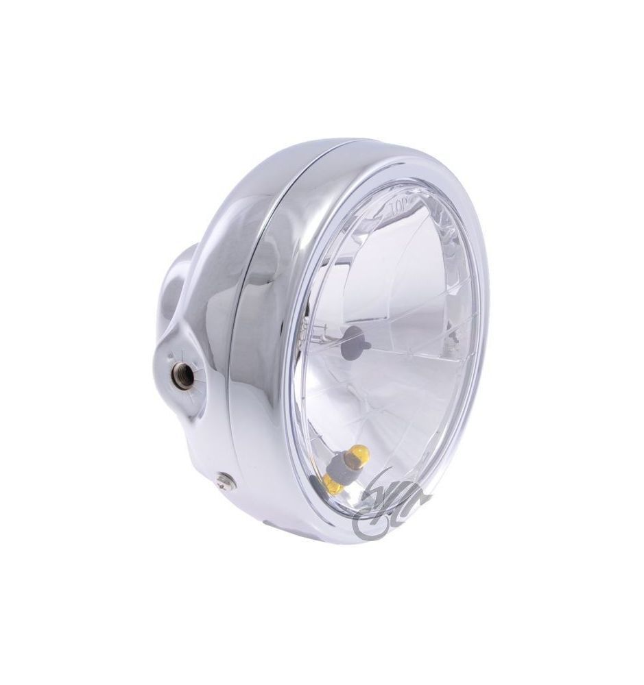 Feu avant 175mm H4 chrome idéal pour les balades nocturnes en moto custom