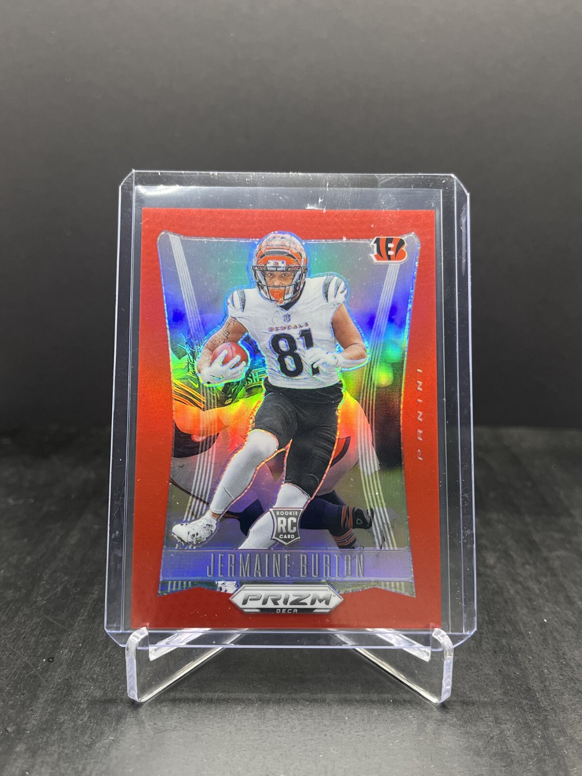 2024 Panini Prizm Deca Football Jermaine Burton RC Rookie Red 001/199 #63
