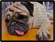   Funny Pug Dog Mood Refrigerator / Tool Box  Magnet Gift Item