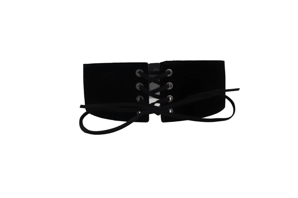 Mujeres Color Negro Imitación Gamuza Cuero Cintura Elástica Ancho Corsé Cinturón Talla S M Foto 3 de 4