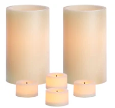 Made By Design Flameless 6pc Vanilla Scented LED Candle Set Cream NEW