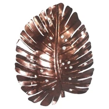 D-Art Collection Tin Metal and Iron Philodendron Leaf Wall Decor in Bronze