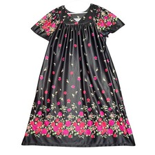 Anthony Richards Nightgown Womens 1X Black Red Floral MuuMuu House Gown Caftan