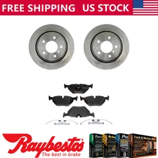 Rear Kit Brake Rotors + Metallic Pads & Hardware For 1991-1993 BMW M5