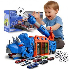 Dinosaur Truck Toy for Kids 3-8, Foldable Dino Transformer Car Toys with 12 F...