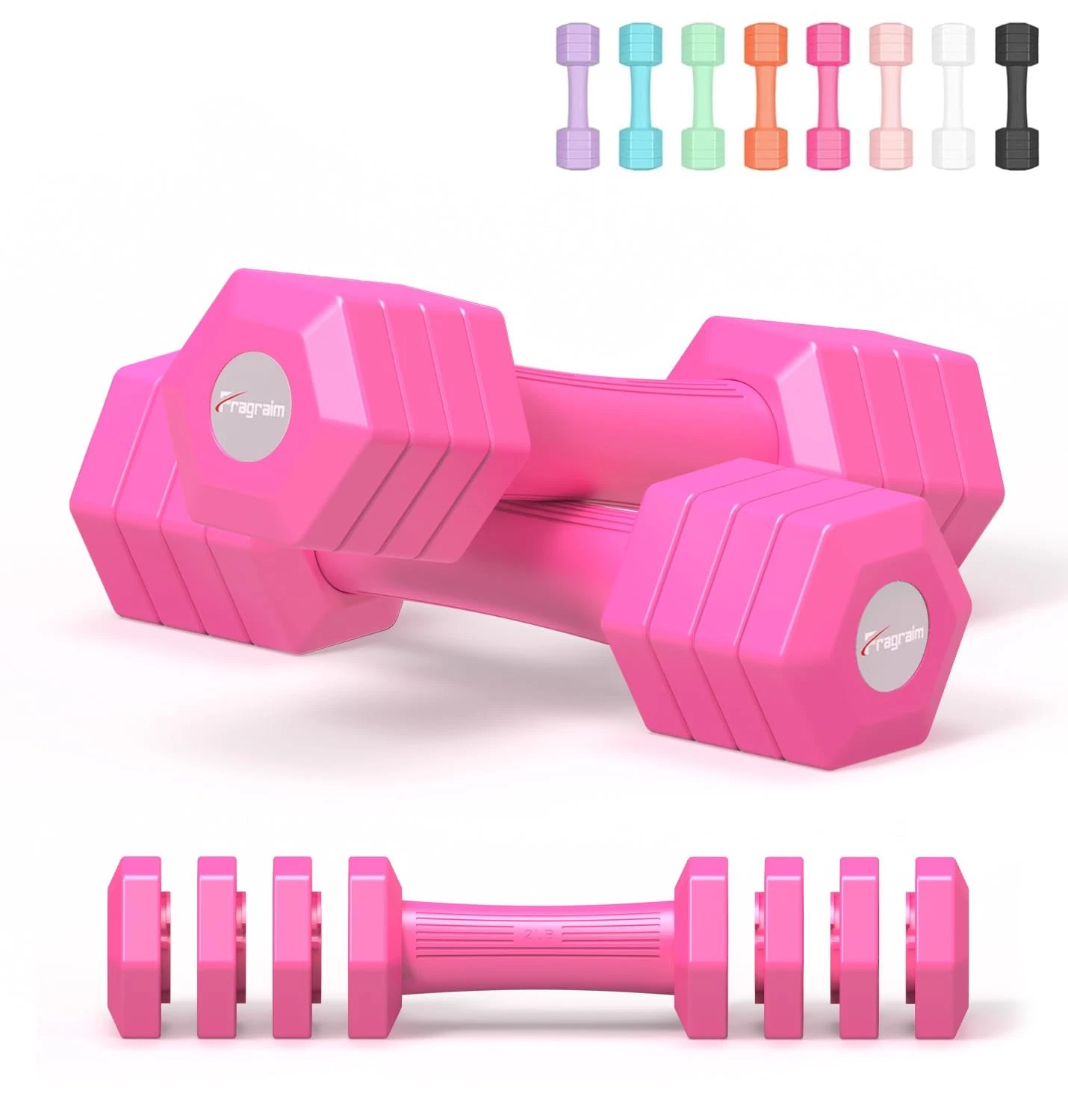 Adjustable Dumbbells Set, 4 in 1 Hand Weights Set for Men 10 LB Dumbbell Pair...