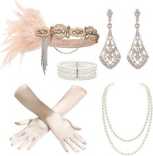 BABEYOND 1920s Flapper Accessories Gatsby Costume Set Champagne