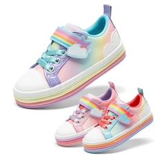 Toddler Girls Kids Rainbow Sneakers Casual Shoes School Walking Shoes US