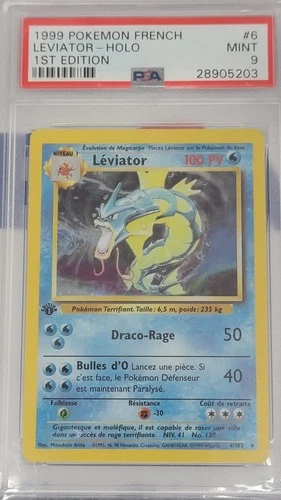 PSA 9 MINT Pokémon Base First Edition French Gyarados Leviator 1999 Holo Rare