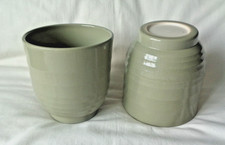 2 x Ceramic Plant Pots - 14cm x 13.5cm  - Light Olive Green  - VGC