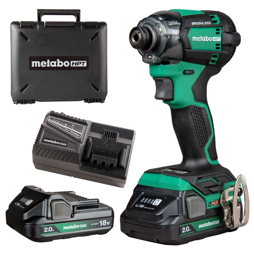 Metabo HPT 18V WH18DBDL2C MultiVolt Cordless Triple Hammer Impact Driver Kit