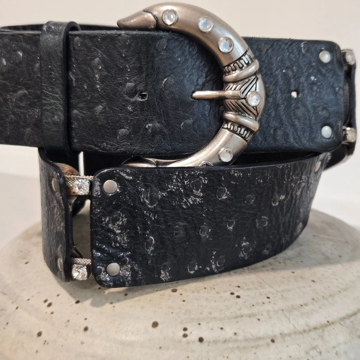 Nanni Black Belt with Silver Studs Benny Belt with Studs in Black Leather and Silver – KHAITE main image 4