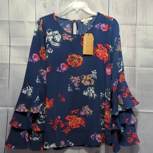 Andree By Unit Women's Size S Multicolor Floral Long Sleeve Blouse NWT!    [LF3] - Picture 1 of 12