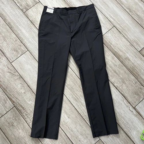 Roundtree Yorke Yarn Dyed Striped Pants Men's 40x34 Flat Front Classic Fit Black