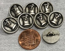 Lot of 8 Antiqued Silver Tone Shank Metal Buttons Almost 5/8" 15mm # 8109