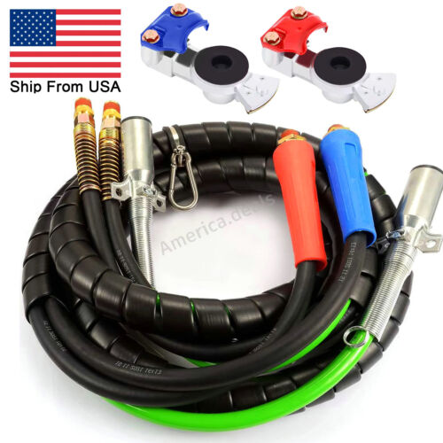 12ft 3 in 1 ABS & Power Air Line Hose with Glad Hand Hex Grip for Tractor Truck - Picture 1 of 6