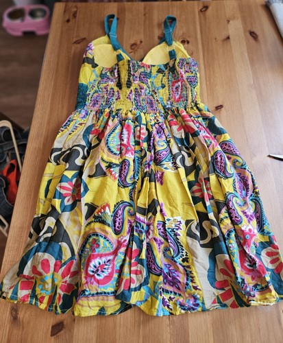 Magic Brand Colorful Halter Lined Boho Sundress Adjustable Straps 100% Cotton M - Picture 14 of 17