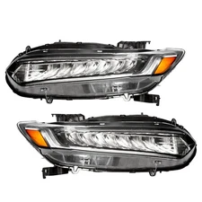 2Pcs For 2018-2022 Honda Accord Full LED Headlight Chrome Left Right Side Pair