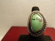 Navajo Green Turquoise Sterling Silver Ring Signed AB Size 6.75 S 2266