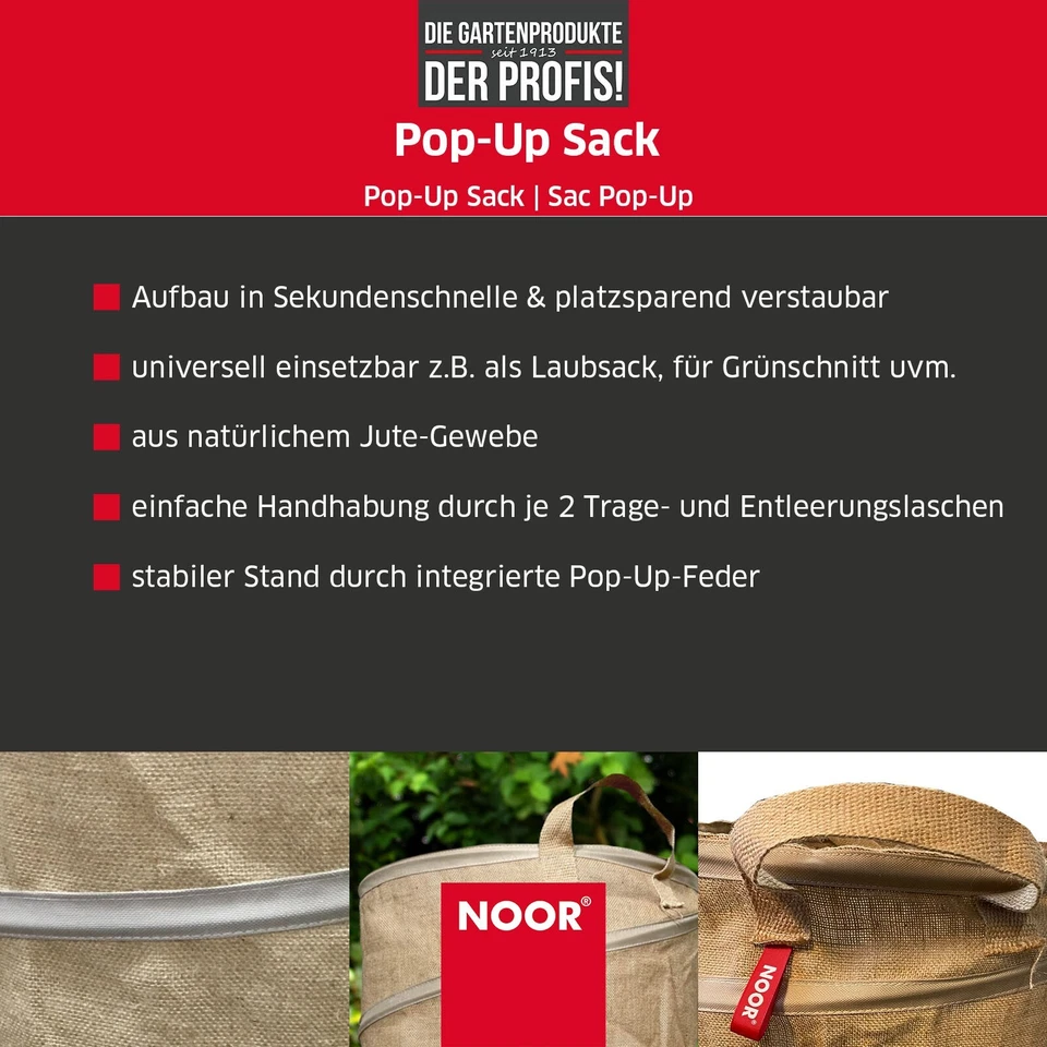 Gartensack POP-UP Gartenabfallsack Laubsack Rasensack 100, 160 Liter aus Jute - Bild 3 von 3