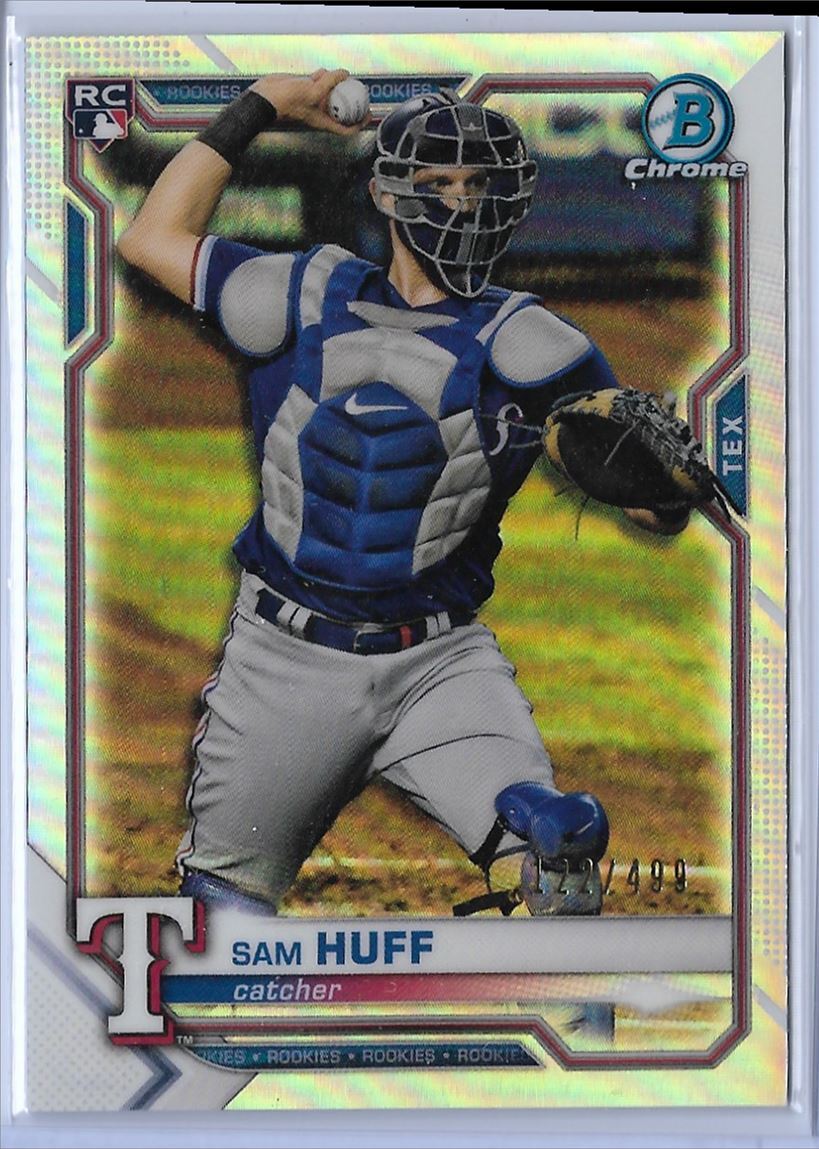 2021 Bowman Chrome Sam Huff Rookie 122/499 Texas Rangers #91 Refractor