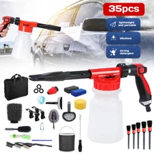 35Pcs Car Wash Detailing Kit Cleaning Kits w/Foam Gun Sprayer Collapsible Bucket