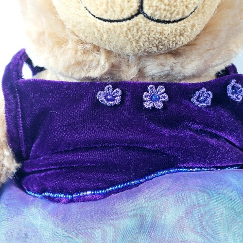 BAB BUILD A BEAR Brown Stuffed Plush With Purple Dress 10.5" - Picture 5 of 5