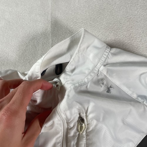 Under Armour Jacket Womens Extra Small White Sheer Windbreaker Run Jog Vented - Picture 8 of 18