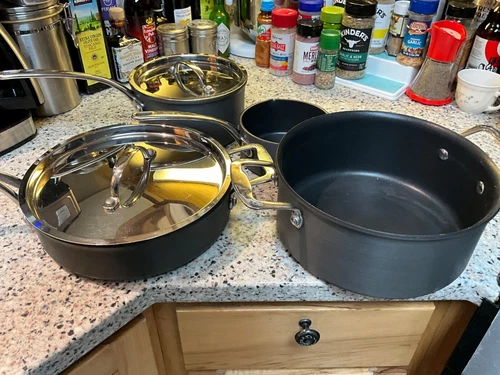 COOK’S ESSENTIALS HARD ANODIZED NONSTICK STAINLESS 6 PIECE SET COOK WARE