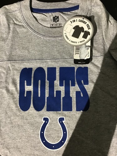 Medium INDIANAPOLIS COLTS T-Shirts MENS 3IN1 2 Pack short Sleeve & Long SHIRT - Imagen 8 de 12