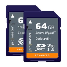 Promaster SDXC 64GB Advanced Secure Digital SD card Twin Pack 4969 x2