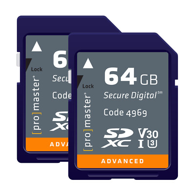 Promaster SDXC 64GB Advanced Secure Digital SD card Twin Pack #4969 x2 