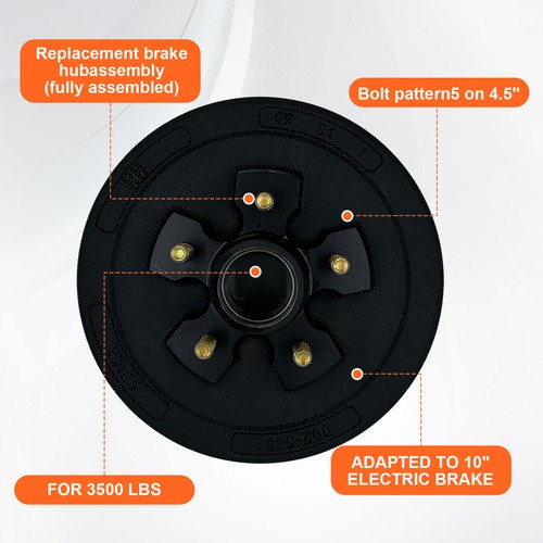 31/o - Finance LIBRA Trailer Hub Dru Kits 5 On 4.5" B.C. W/ 10" X2-1/4 Self-Adjusting - Foto 10