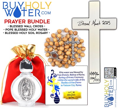 Prayer Bundle Pope Blessed Holy Water Holy Soil Prayer Beads Rosary God Cross