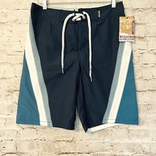mossimo mens swim trunks board shorts size 28 blue white color block NWT